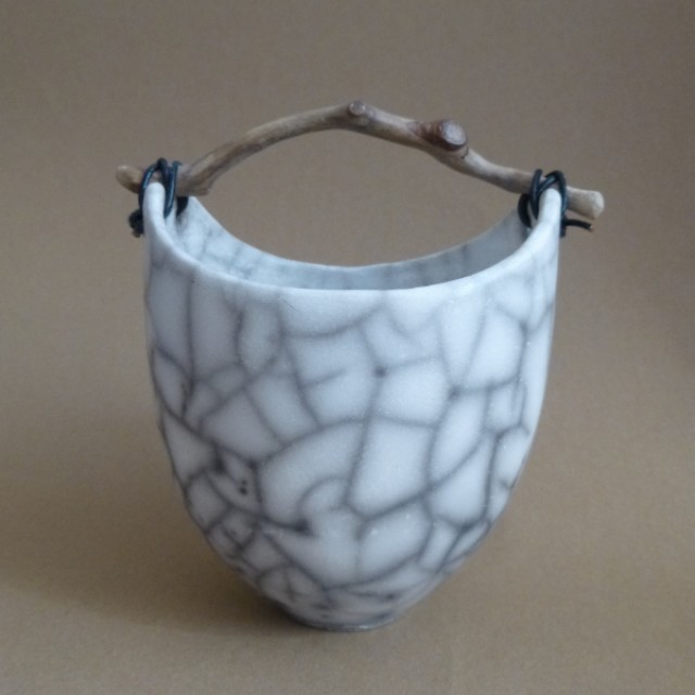 Small crackle bowl with twig