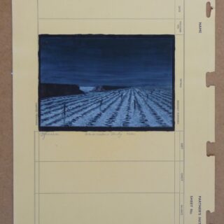ploughed snowy field with fencing
