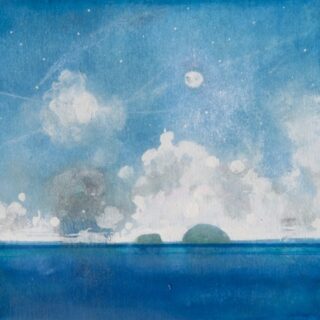 Seascape with islands and blue sky