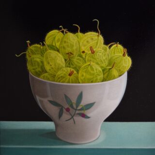 bright green gooseberries in a bowl