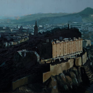 Edinburgh Castle with light hitting side