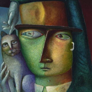 a man and a cat