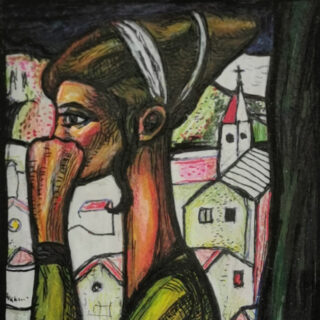 figure on a balcony